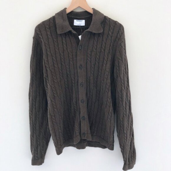 NWT Old Navy Men's Button-Down Cable-Knit Sweater - Picture 4 of 6